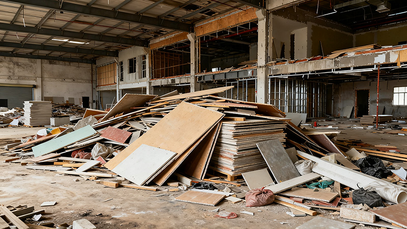 廠房裝修現場材料堆放雜亂